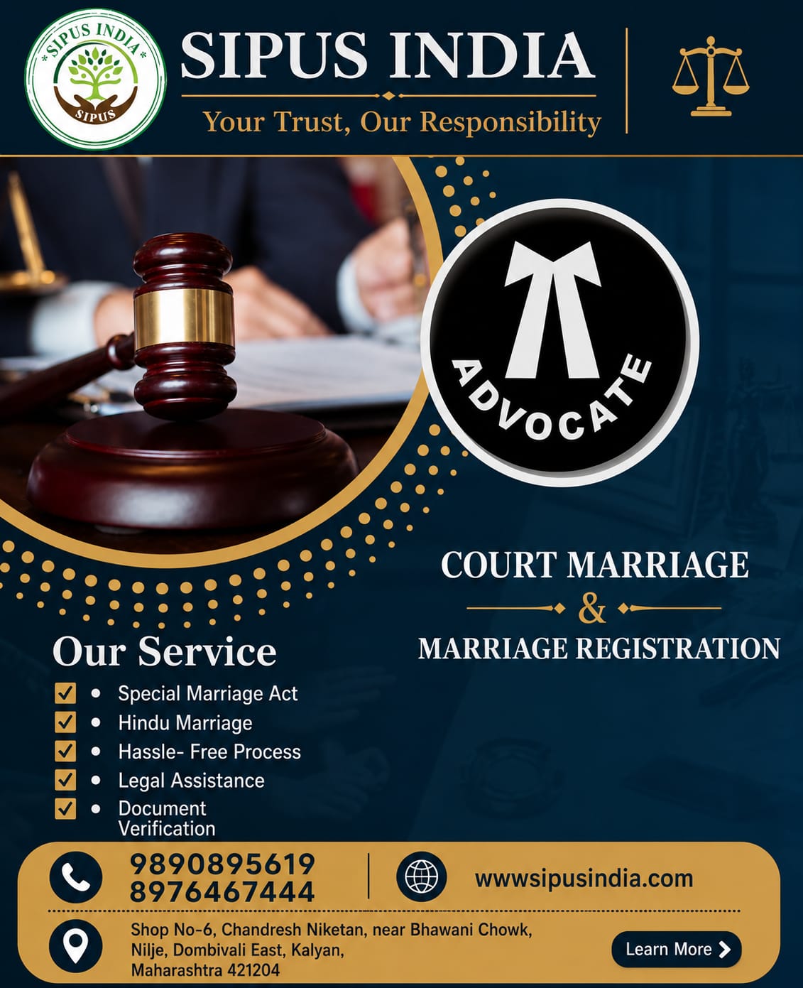 Court Marriage Registration in Thane | Marriage Certificate Assistance | SIPUS INDIA